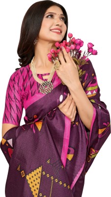 Priyashi Printed Mysore Art Silk Saree(Purple)