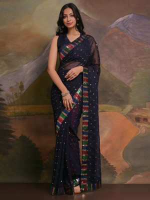 Tasrika Embellished Bollywood Georgette Saree(Dark Blue)