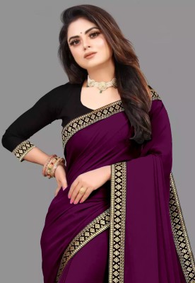 DIVYASHAKTI FASHION Solid/Plain Bhagalpuri Silk Blend Saree(Purple)