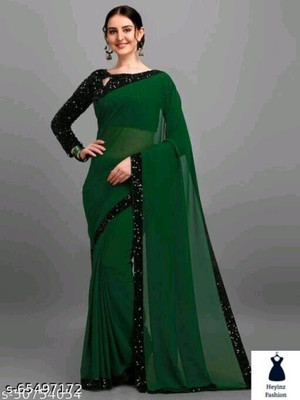 DCTEXFAB Self Design Bollywood Georgette Saree(Green)