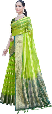 Aarunika IC Woven Bollywood Organza Saree(Light Green)