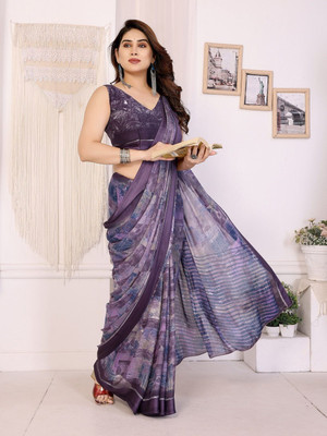 ROOP SUNDARI SAREES Printed Daily Wear Silk Blend Saree(Purple)