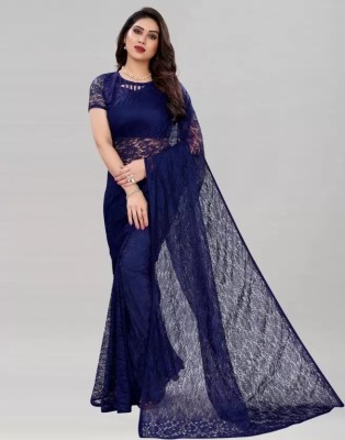 Vragi Self Design Bollywood Net Saree(Dark Blue)