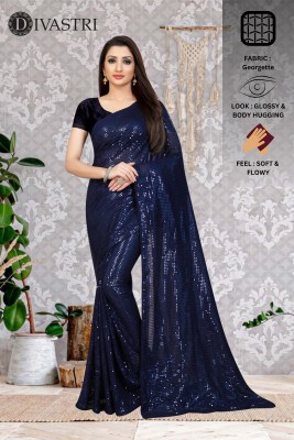 Divastri Embellished Bollywood Georgette Saree(Blue)