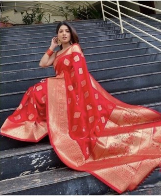 mahakay Woven Banarasi Jacquard Saree(Red)