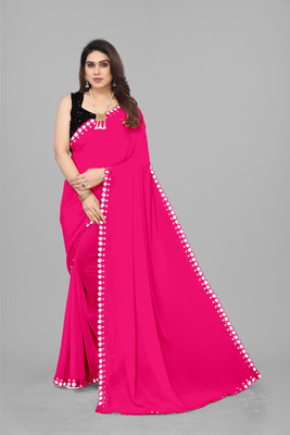 Manan Creation Embellished Bollywood Georgette Saree(Pink)