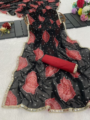 NESHVI ENTERPRISE Printed Bollywood Georgette Saree(Black)