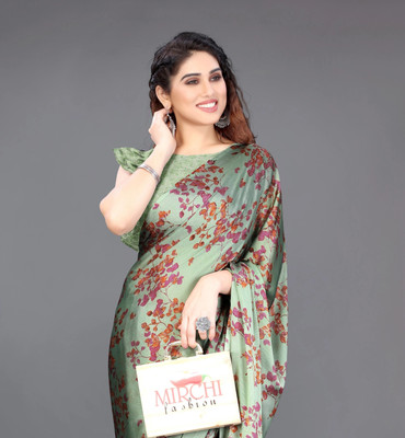 MIRCHI FASHION Solid/Plain, Embellished Daily Wear Chiffon, Georgette Saree(Multicolor, Light Green)
