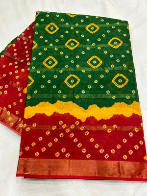 KRISHNA NX Printed Daily Wear Pure Cotton Saree(Green)