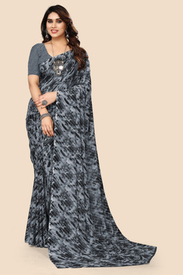 Kanooda Prints Printed Leheria Georgette Saree(Multicolor)