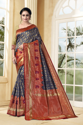 Vastram Enterprise Self Design Kanjivaram Silk Blend Saree(Multicolor)