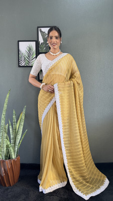 Clothing Hub Solid/Plain Bollywood Georgette Saree(Yellow)