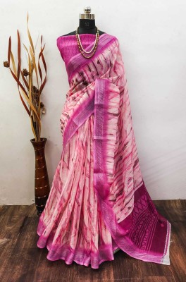 Gajal Woven Kanjivaram Linen, Cotton Linen Saree(Pink)