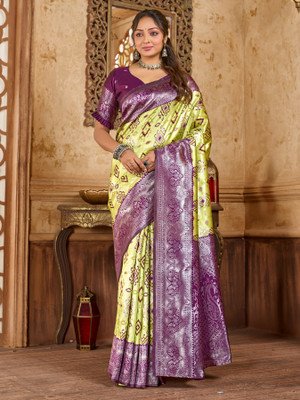 SareezaaStore Embellished, Self Design, Woven Banarasi Jacquard, Silk Blend Saree(Purple)