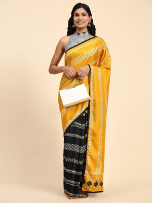 Rachna Blocked Printed Bollywood Tussar Silk Saree(Yellow)