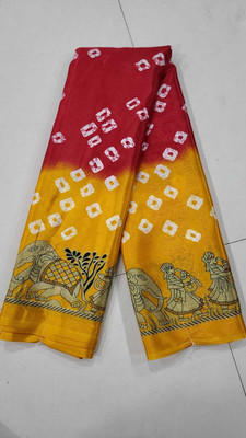 S.R.TEXTILES Printed Bollywood Crepe, Silk Blend Saree(Maroon, Yellow)