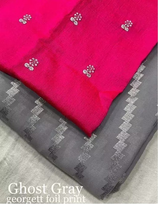 Jay Bajrang Fashion Floral Print Bollywood Georgette Saree(Grey)