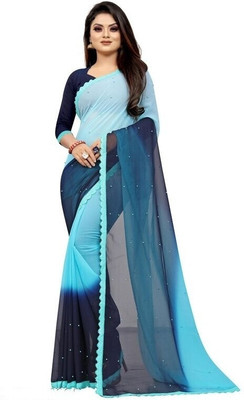 Bride brand Self Design Bollywood Georgette Saree(Blue)