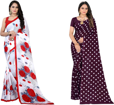 Leelavati Printed Daily Wear Georgette Saree(Pack of 2, Multicolor)