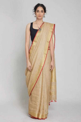 Beauteefy Woven, Solid/Plain Daily Wear Cotton Linen Saree(Light Green)