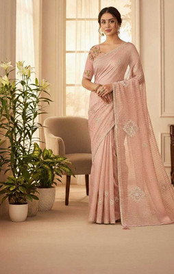 NidhiEra1 Floral Print Bollywood Organza Saree(Pink)
