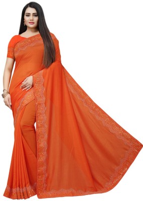 SHAKTIJEN ENTERPRISE Embellished Bollywood Chanderi Saree(Orange)