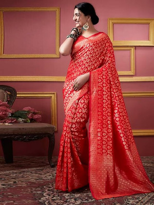 Suali Woven Kanjivaram Pure Silk Saree(Red)