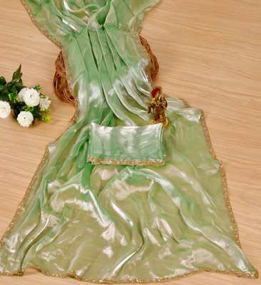 M MAANVIT Woven Kanjivaram Chiffon, Jimmy choo Saree(Light Green)