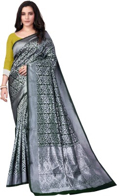 karm creation Woven Banarasi Silk Blend Saree(Green)