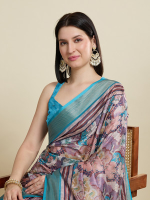 SUDIPTA Printed Kalamkari Cotton Silk Saree(Multicolor)