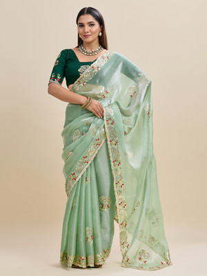 JINU CREATION Floral Print Bollywood Chiffon Saree(Multicolor)