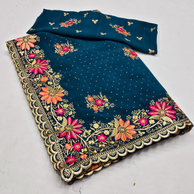 KHRITI FAB Georgette Embroidered Blouse Material