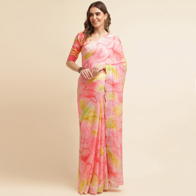 Tasrika Dyed Bollywood Chiffon Saree(Red)