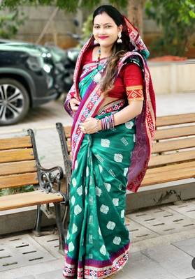 Sijileen Embroidered Sambalpuri Art Silk Saree(Green)