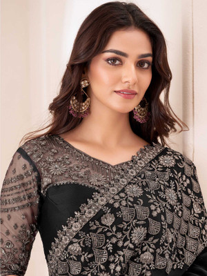 Sareemall Embellished Bollywood Chiffon Saree(Black)