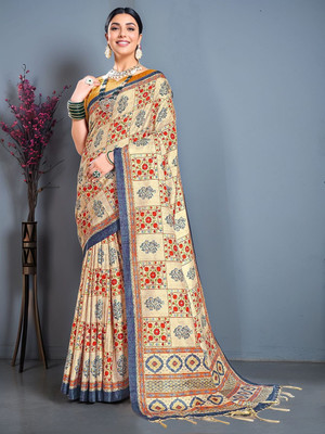 ANOUK Digital Print Bollywood Polyester Saree(Beige)