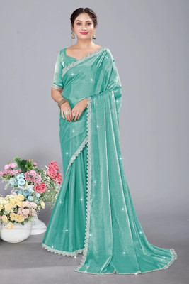 K SALIYA ENTERPRISE Embellished Bollywood Organza, Pure Silk Saree(Green)