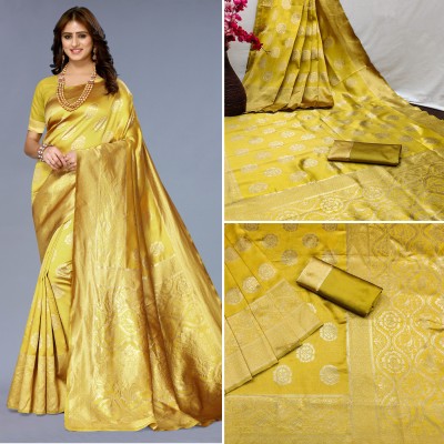 ANANYA Embellished Banarasi Jacquard Saree(Yellow)