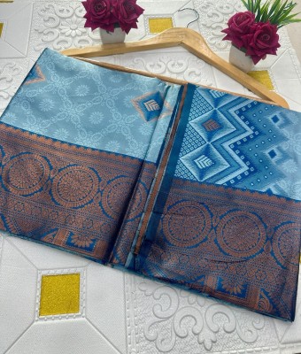 Clothing Hub Woven Kanjivaram Jacquard Saree(Blue)