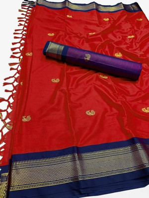 Paithani Self Design Mysore Pure Silk Saree(Red)
