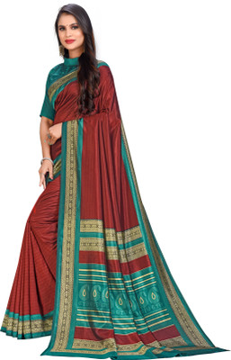 Vimla Printed Daily Wear Art Silk Saree(Maroon, Light Green)