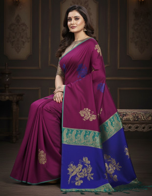 ShivMaya Woven Bollywood Art Silk Saree(Purple)