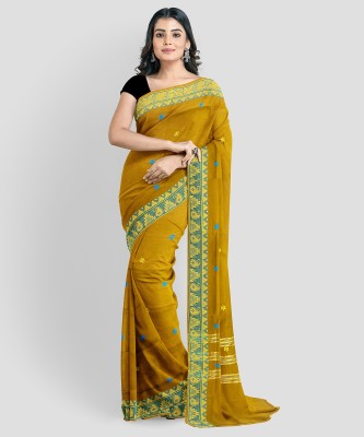 Auora Embroidered Handloom Handloom Pure Cotton Saree(Green)