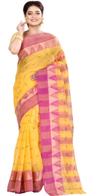 SRILOK Self Design Tant Pure Cotton Saree(Yellow)
