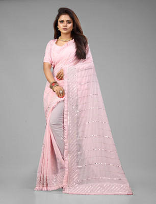 DRASHTI Embroidered Bollywood Georgette Saree(Pink)