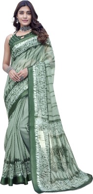 Priyashi Floral Print Bollywood Cotton Linen Saree(Green)