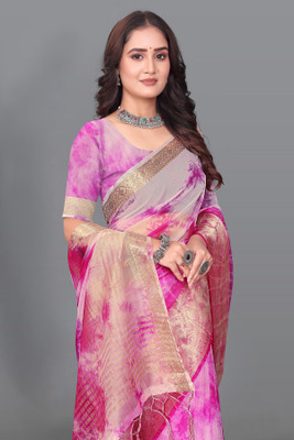 Aarunika SKT Dyed Bollywood Organza Saree(Pink)