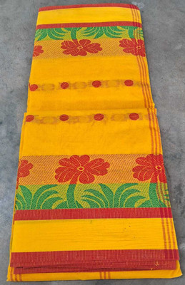 Parbati fashion Self Design Tant Pure Cotton Saree(Yellow)