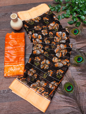 kashvi sarees Floral Print Bollywood Georgette Saree(Orange, Brown)