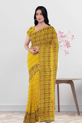 Classy Foriever Printed Daily Wear Georgette Saree(Yellow)